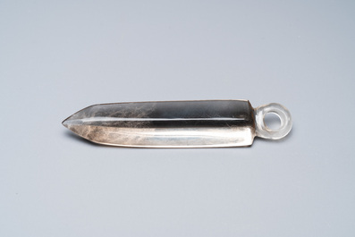 A blade-shaped rock crystal pendant, Funan kingdom, Oc Eo culture, Vietnam, 1st C. BC/7th C.