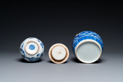 Three Chinese 'Bleu de Hue' porcelain wares for the Vietnamese market, 19th C.