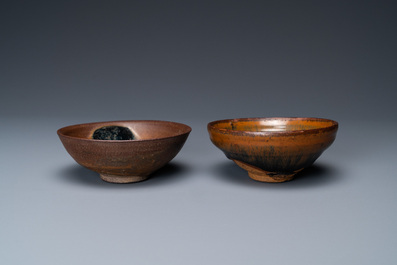 Two Chinese 'hare's fur' tea bowls, Song or later