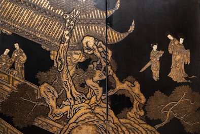 A Chinese eight-panel coromandel lacquer screen, 18/19th C.