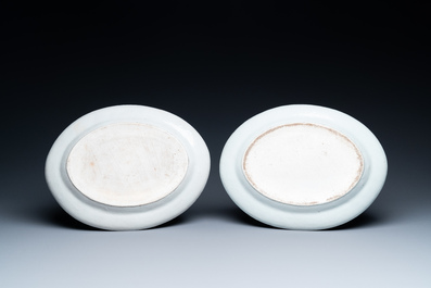 Three fine oval Chinese Canton famille rose dishes, 19th C.