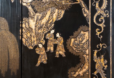 A Chinese eight-panel coromandel lacquer screen, 18/19th C.