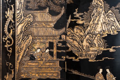 A Chinese eight-panel coromandel lacquer screen, 18/19th C.