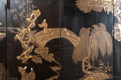 A Chinese eight-panel coromandel lacquer screen, 18/19th C.