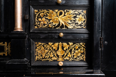 An ebony, ebonised and painted cabinet, Antwerp, 17th C.