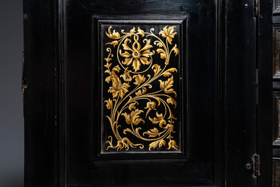 An ebony, ebonised and painted cabinet, Antwerp, 17th C.