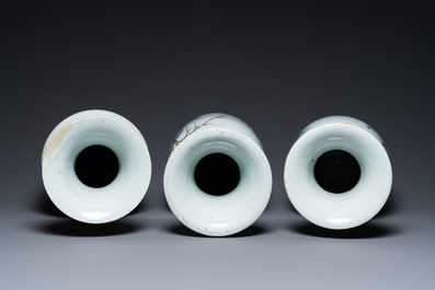 Three Chinese famille rose vases, 19/20th C.