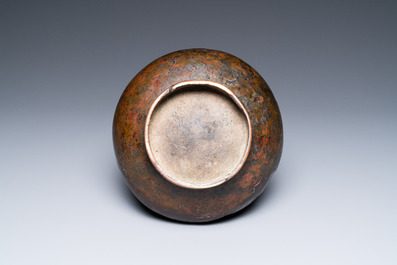 A Chinese bronze garlic-head 'hu' wine vessel, Eastern Zhou/Han