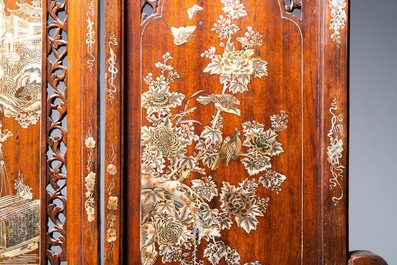 A Chinese mother-of-pearl-inlaid wooden screen for the Vietnamese market, 19th C.