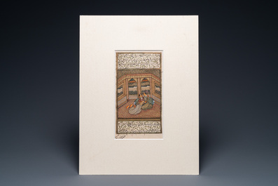 Vier Perzische miniaturen op papier, 19/20e eeuw