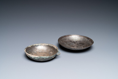 Two Roman or Byzantine silver-plated dishes, 4/9th C.