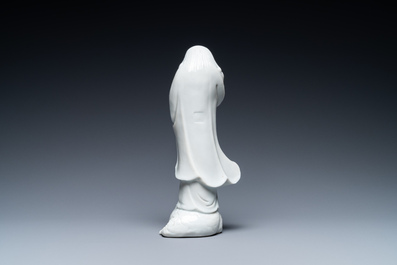 Een Chinese Dehua blanc de Chine figuur van Liu Hai met de pad, zegelmerk, Kangxi