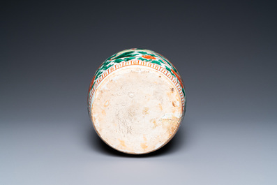 A Chinese wucai 'phoenixes' vase, Transitional period