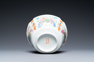 A Chinese famille rose 'butterfly' bowl, Chenghua mark, 19/20th C.