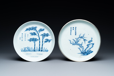 Two Chinese 'Bleu de Hue' plates for the Vietnamese market, Ngoan Ngoc mark, 19th C.