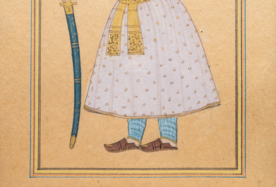 Miniature indienne: 'Portrait d'un empereur', encre et couleurs sur papier, 19&egrave;me