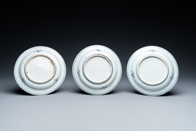 Six Chinese blue and white ko-sometsuke 'oxen' plates for the Japanese market, Transitional period