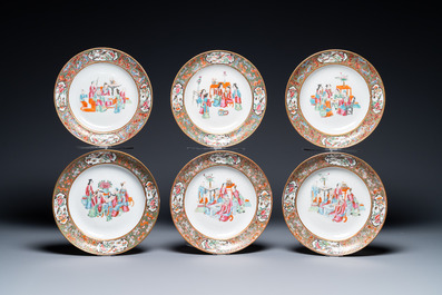 An extensive Chinese Canton famille rose dinner service, 19th C.