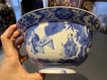 A Chinese blue and white 'klapmuts' bowl, Kangxi mark and of the period