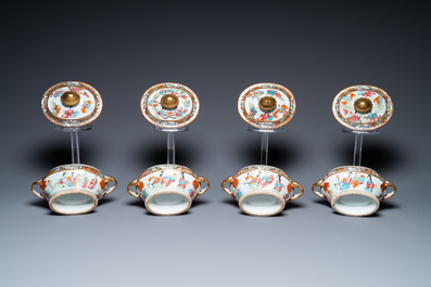 An extensive Chinese Canton famille rose dinner service, 19th C.