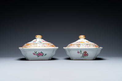 An extensive Chinese Canton famille rose dinner service, 19th C.