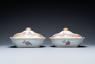 An extensive Chinese Canton famille rose dinner service, 19th C.