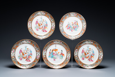 An extensive Chinese Canton famille rose dinner service, 19th C.