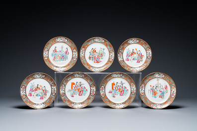 An extensive Chinese Canton famille rose dinner service, 19th C.