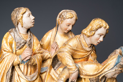 Un groupe en bois polychrom&eacute; figurant la 'D&eacute;ploration du Christ', Brabant, 1er quart du 16&egrave;me