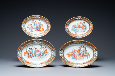 An extensive Chinese Canton famille rose dinner service, 19th C.