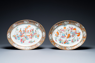 An extensive Chinese Canton famille rose dinner service, 19th C.