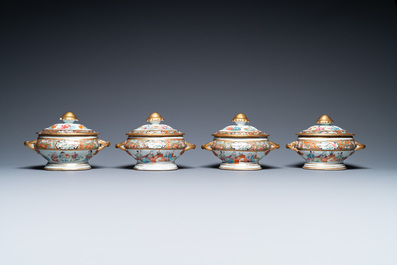 An extensive Chinese Canton famille rose dinner service, 19th C.