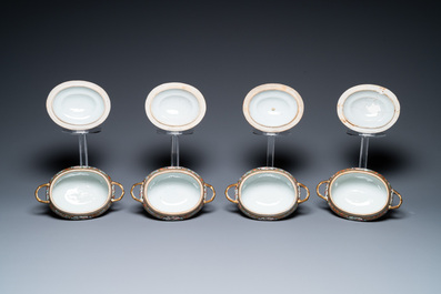 An extensive Chinese Canton famille rose dinner service, 19th C.