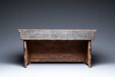 A Tibetan painted and lacquered wooden altar stand, 18th C.