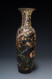 A massive Chinese famille noire 'prunus blossoms' vase, Kangxi mark, 19th C.