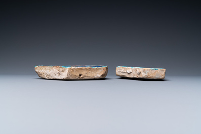 Deux carreaux timourides de type 'cuerda seca', Khargird, Nord-Est d'Iran, milieu du 15&egrave;me