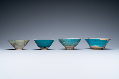 A collection of eight turquoise-glazed bowls, Persia and the Middle-East, 13th C. and later