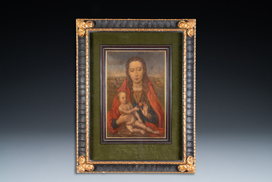 Vlaamse school, navolger van Hans Memling (1430-1494): Madonna met Kind, olie op paneel, 19e eeuw