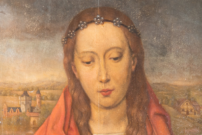 Vlaamse school, navolger van Hans Memling (1430-1494): Madonna met Kind, olie op paneel, 19e eeuw