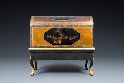 An exceptionally large Japanese Namban coffer on stand, Edo, 2nd half 17th C.