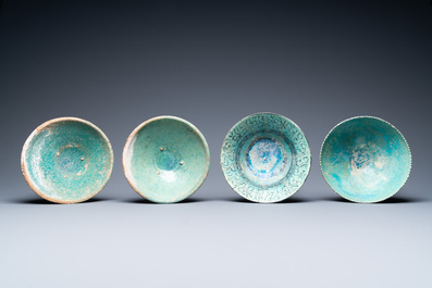 A collection of eight turquoise-glazed bowls, Persia and the Middle-East, 13th C. and later