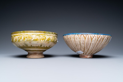 Two Seljuk and Kashan lusterware bowls, Iran, 13/14th C.