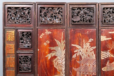 A Chinese nine-panel coromandel lacquer screen, dated 1797