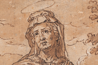 Pieter (Peter) van Lint (Antwerp, 1609-1690): 'Saint Anne Trinity', pen and brown ink on paper