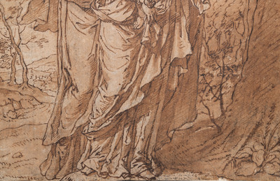 Pieter (Peter) van Lint (Antwerpen, 1609-1690): 'Sint-Anna-ten-Drie&euml;n ', pen en bruine inkt op papier