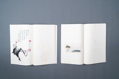 Une bo&icirc;te contenant deux albums de 80 estampes, dont 32 d'apr&egrave;s Qi Baishi, studio Rong Bao Zhai, P&eacute;kin, 1955