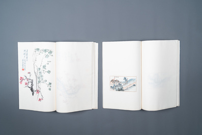 Une bo&icirc;te contenant deux albums de 80 estampes, dont 32 d'apr&egrave;s Qi Baishi, studio Rong Bao Zhai, P&eacute;kin, 1955