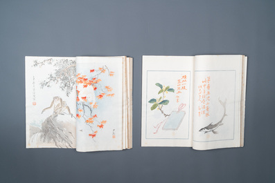 Een doos met twee albums met 200 houtsnedes naar o.a. Qi Baishi, Zhang Daqian, Pu Ru and Ma Jin, Rong Bao Zhai studio, Beijing, 1935