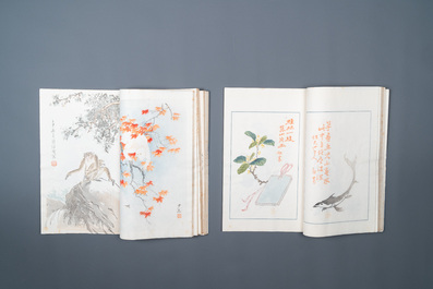 Une bo&icirc;te contenant deux albums de 200 estampes d'apr&egrave;s Qi Baishi, Zhang Daqian, Pu Ru, Ma Ji et autres, studio Rong Bao Zhai, P&eacute;kin, 1935