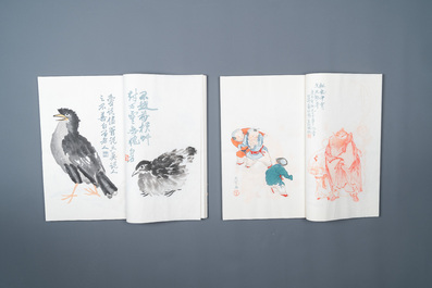 Une bo&icirc;te contenant deux albums de 200 estampes, dont 48 d'apr&egrave;s Qi Baishi et 38 d'apr&egrave;s Zhang Daqian, studio Rong Bao Zhai, P&eacute;kin, 1952